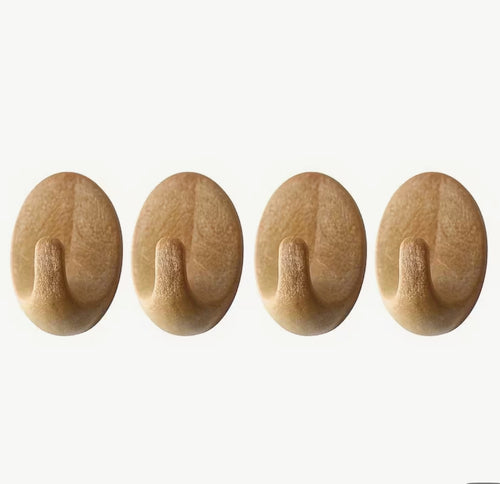Set of 4 wall hooks – wood look, self-adhesive
