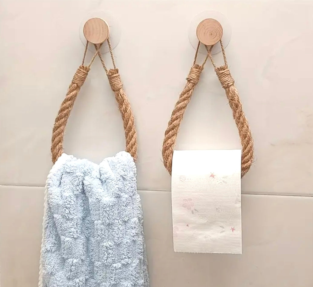 Toiletpapierhouder van touw, set van 2