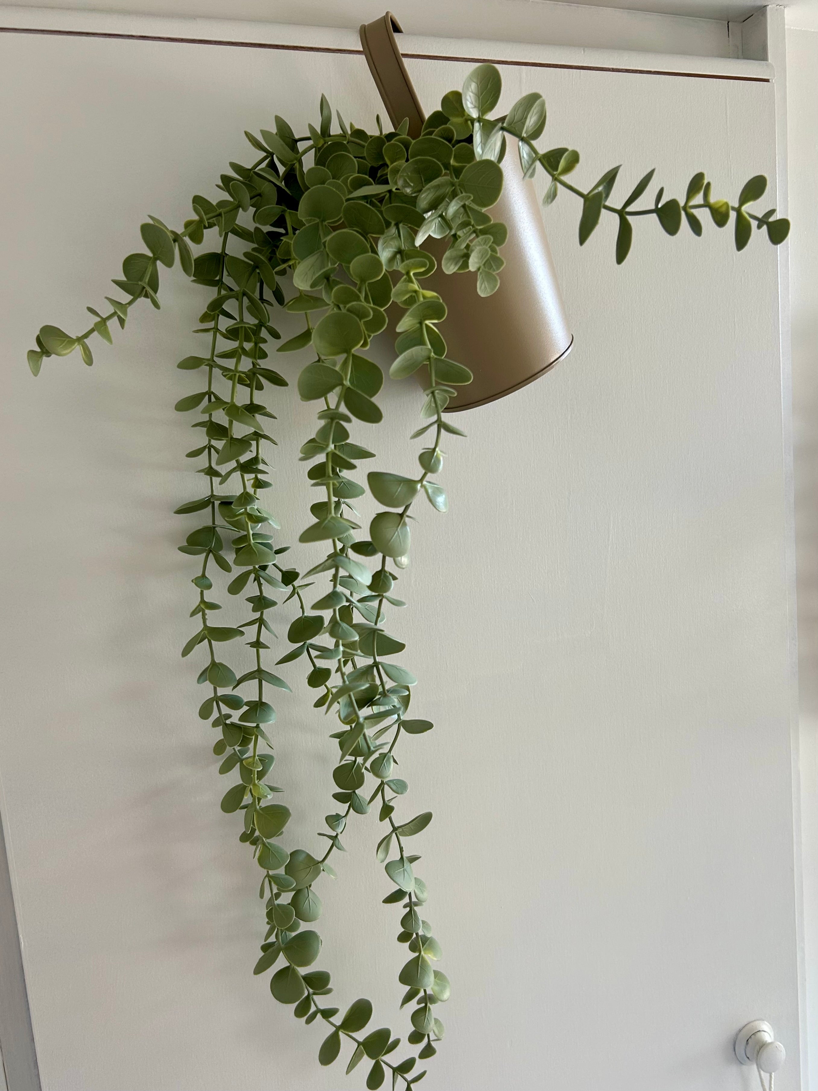 Eucalyptus kunstplant in metalen hangpot