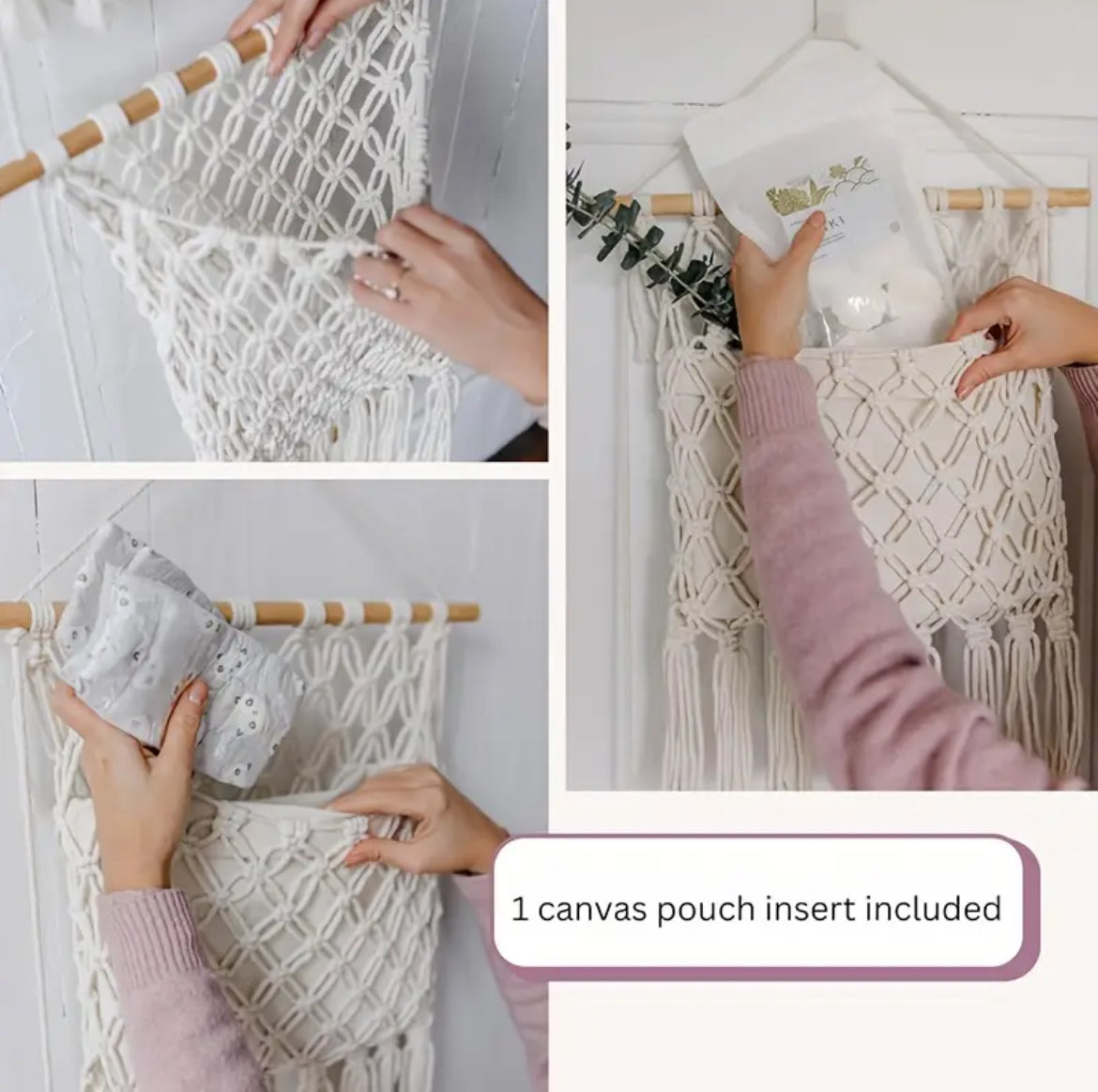 Macramé Organizer met 2 zakken