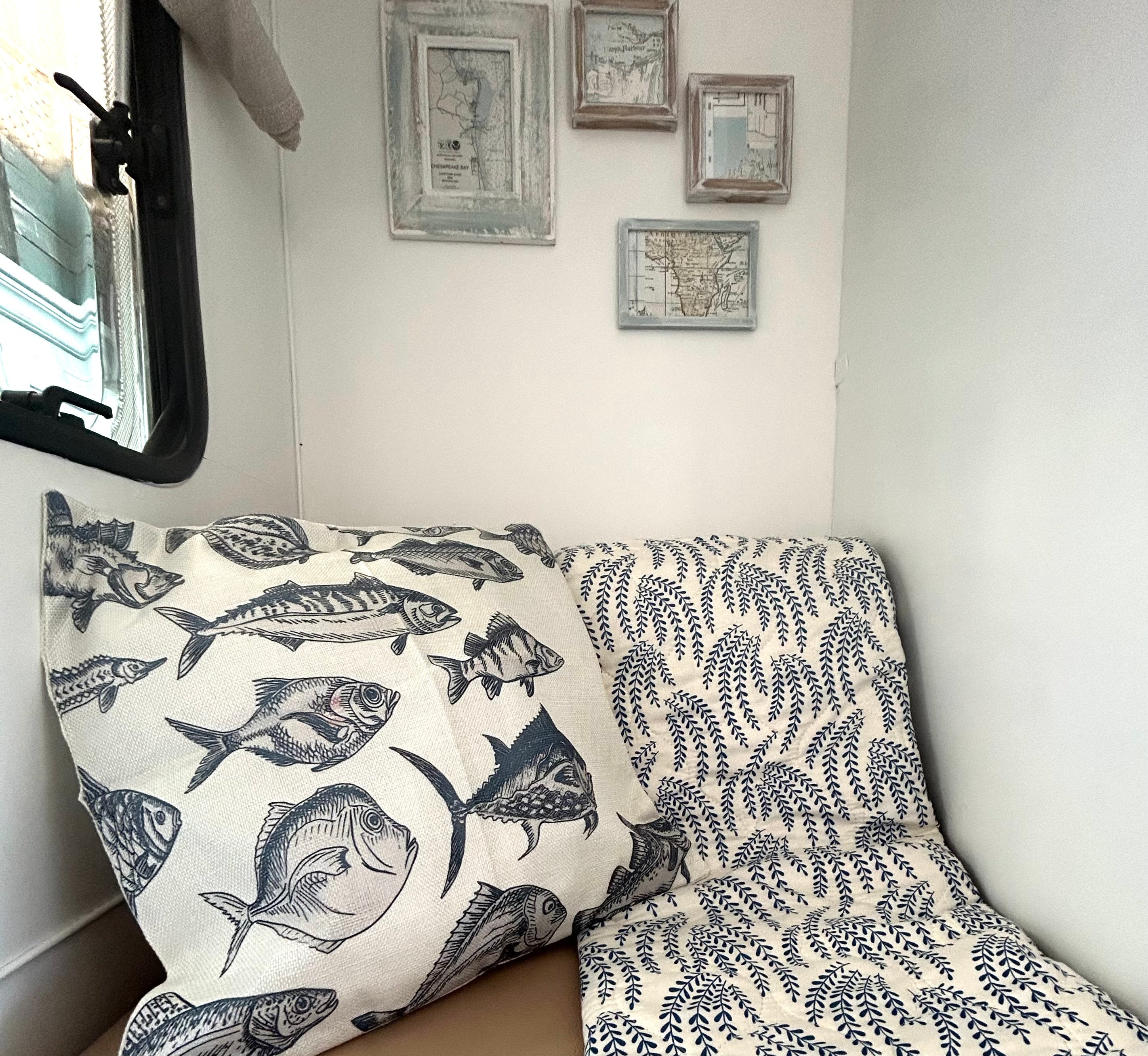 Interieur set blauw/wit beach vibes