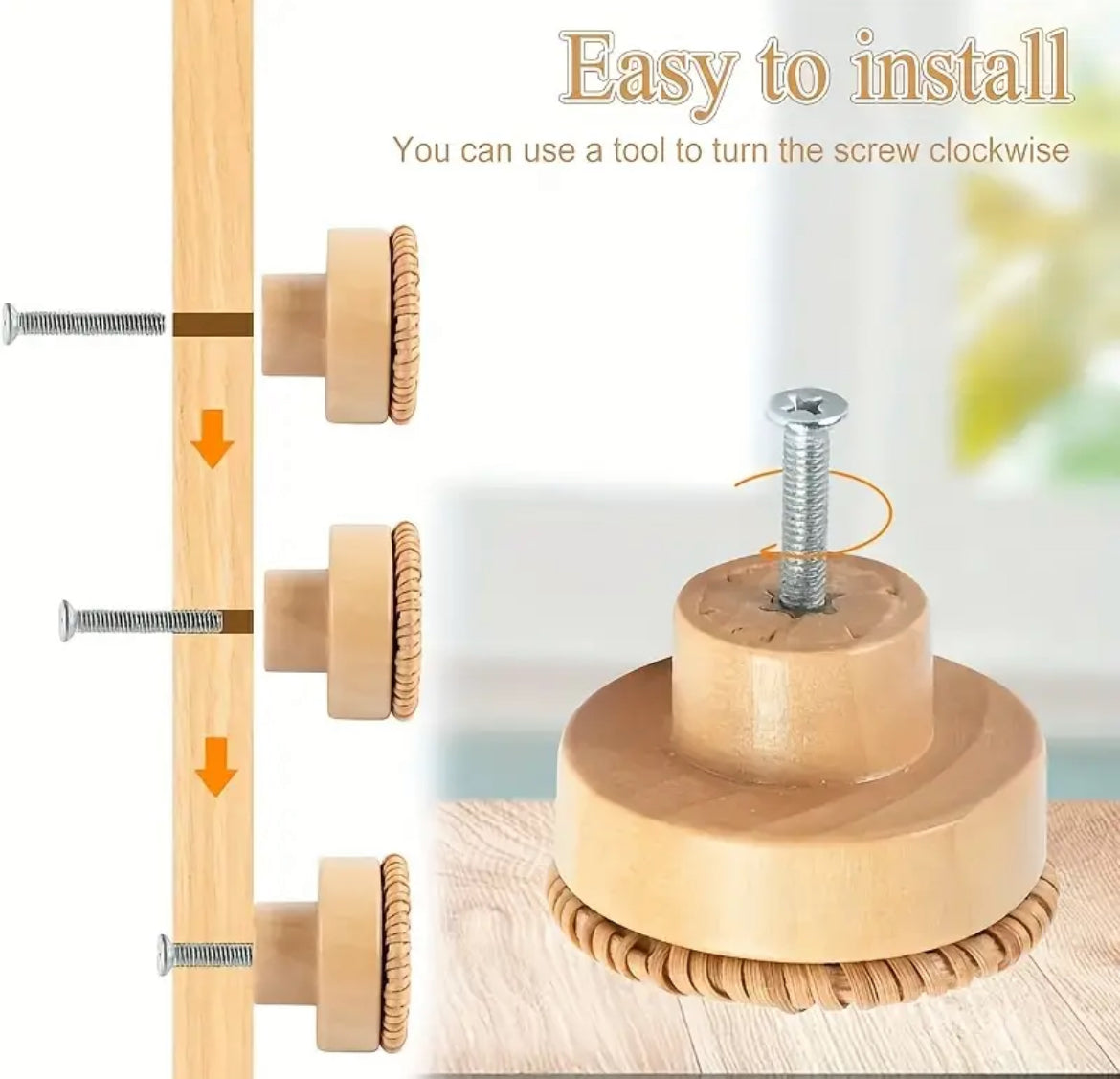 Set van rieten kastknopjes